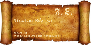 Nicolau Réka névjegykártya